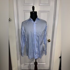 Suitsupply Blue Houndstooth Dress Shirt 15.5 39